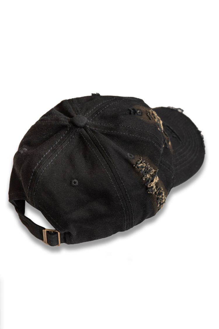 Distressed Cap with No Requests Embroidery - Black/Brown image 5