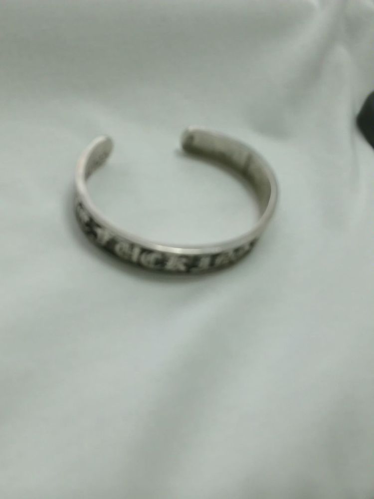 Gothic Script Etched Wide Open Cuff Bangle image 1