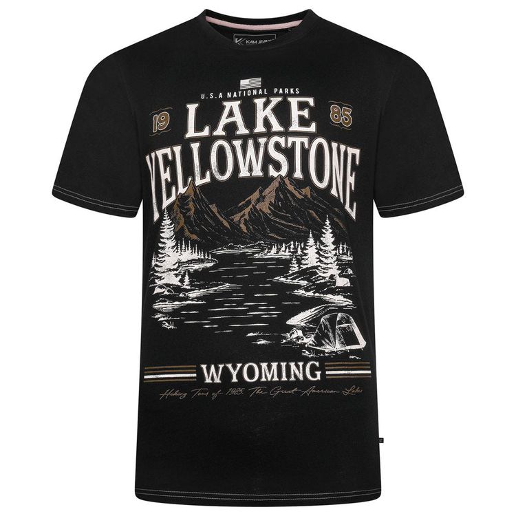 Kam Plus Size Lake Yellowstone Print T-Shirt For Men in 3 Colours, 2XL-8XL image 3
