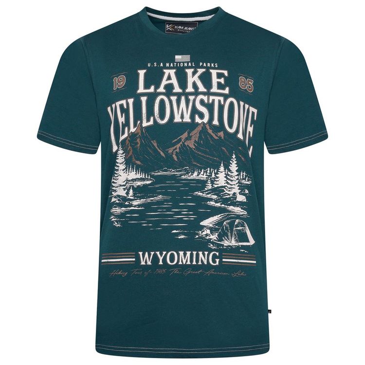 Kam Plus Size Lake Yellowstone Print T-Shirt For Men in 3 Colours, 2XL-8XL image 1