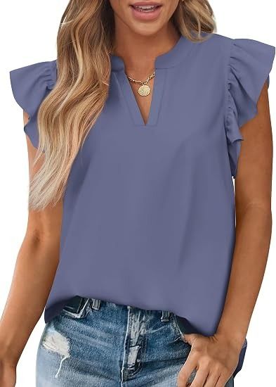 Other Blue Sleeveless Blouse With Ruffle Sleeves product image
