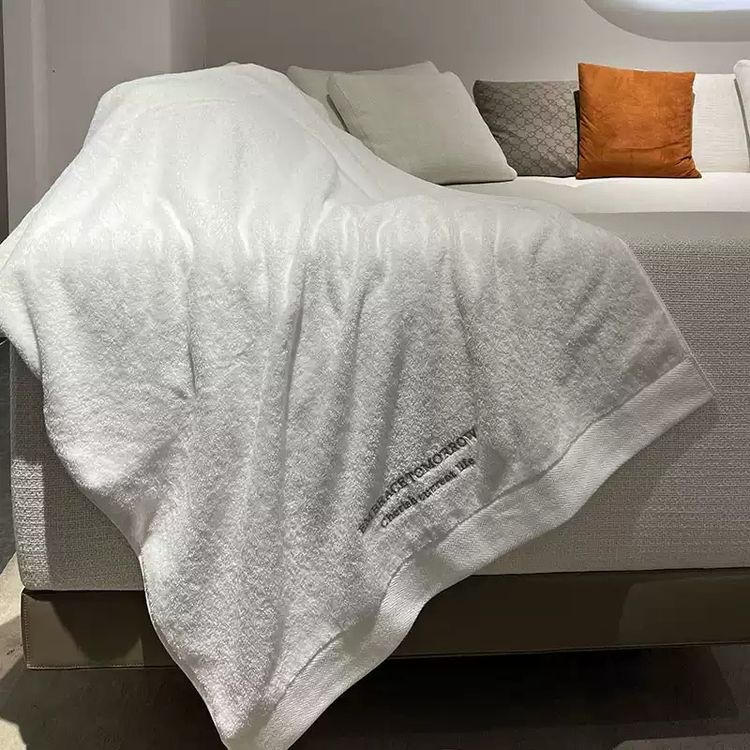 White Towel With Embroidered Text image 3