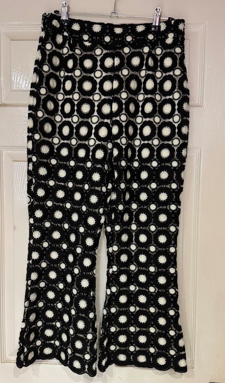 Black And White Crochet Pants