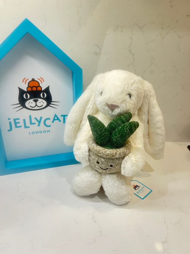 Jellycat cream Bunny with plant BNWT