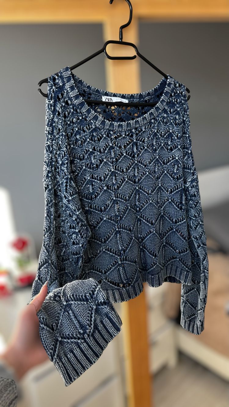 Blue Knitted Sweater Zara M 