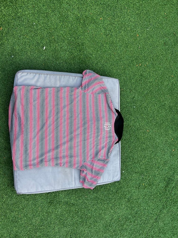 Puma Men's Red, Black & White Checkered Polo Shirt XL obraz 3