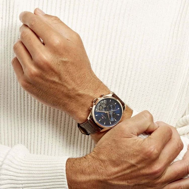 Tommy Hilfiger 1710453 Mens Watch Brown Leather Strap With Blue Dial 3