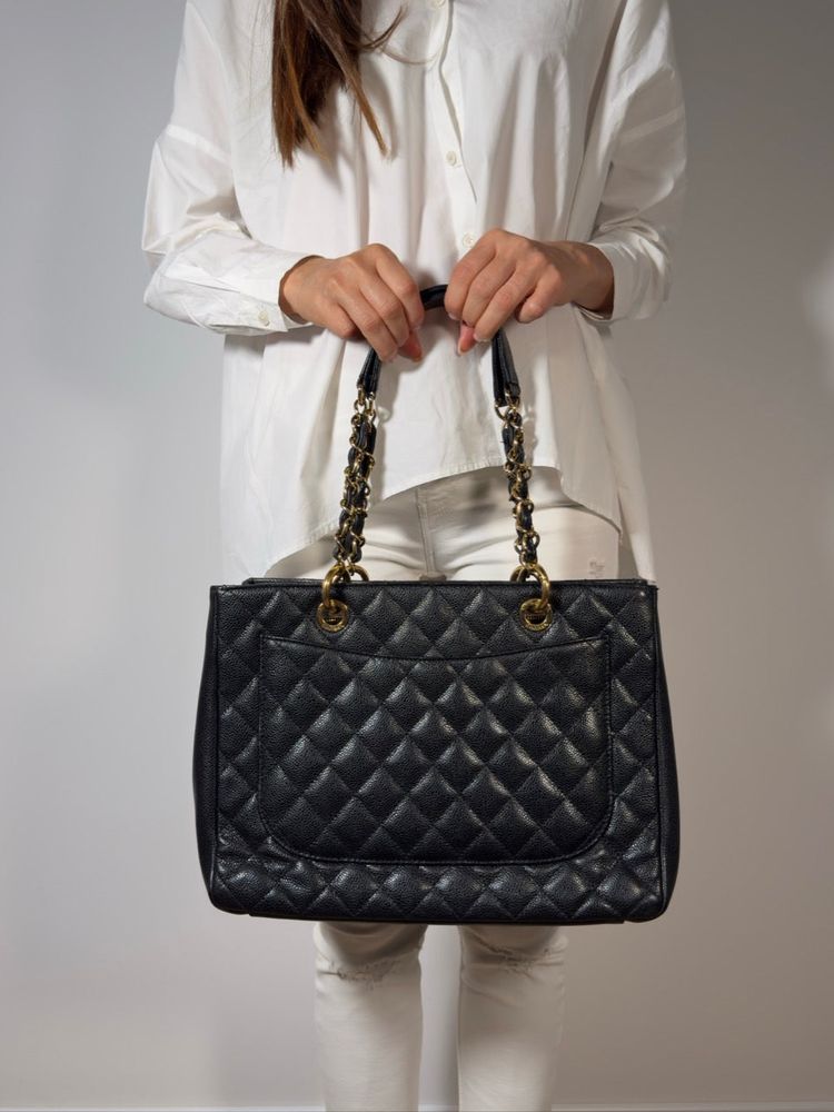 Chanel Borsa Grand Shopping Tote GST Pelle Caviar Nera — Pre-owned Autentica imagen 3