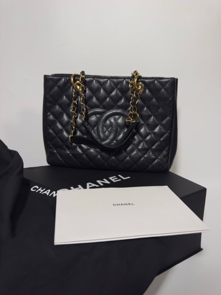 Chanel Borsa Grand Shopping Tote GST Pelle Caviar Nera — Pre-owned Autentica imagen 5