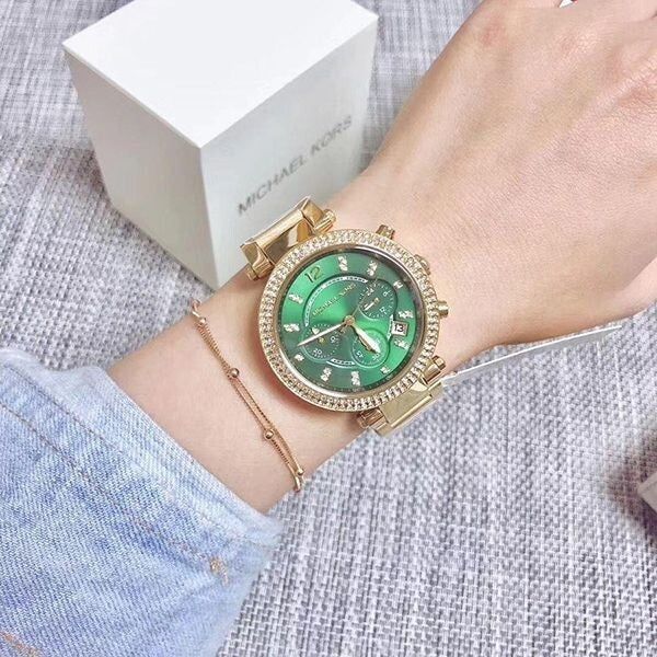 Michael Kors MK6263 Gold Stainless Steel Strap With Green Dial Watch For Women image 5