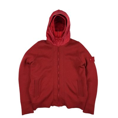 Stone Island 2013 Red Ghost Piece Mussola Gommta Hood Wool Dutch Rope Jacket - Medium