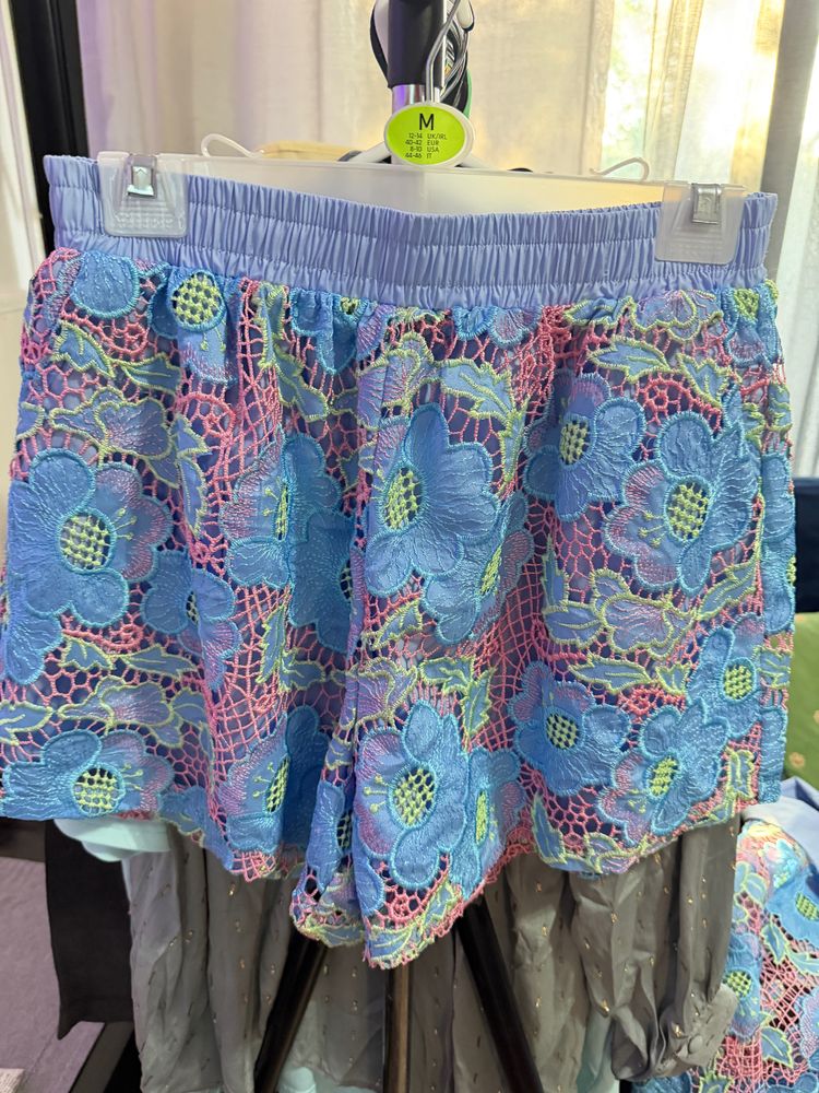 Immagine di Blue Floral Lace Shirt And Shorts Set 2