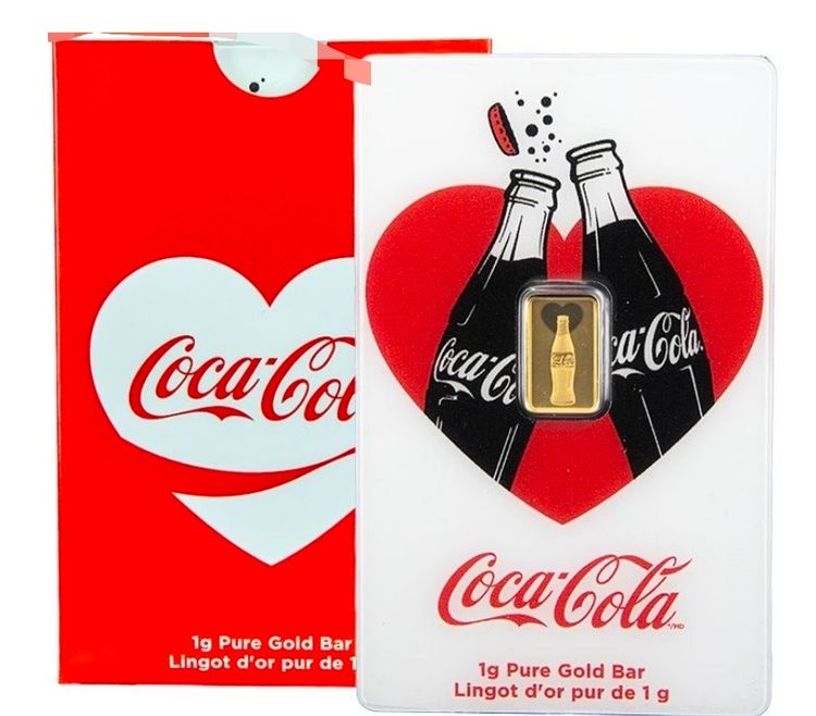 1g Gold 999 Valentines Coca-Cola Gold Bar