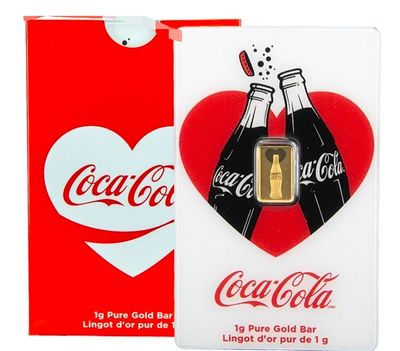 1g Gold 999 Valentines Coca-Cola Gold Bar