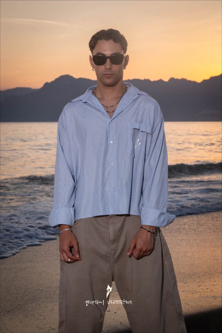 Light Blue Striped Button-Up Shirt