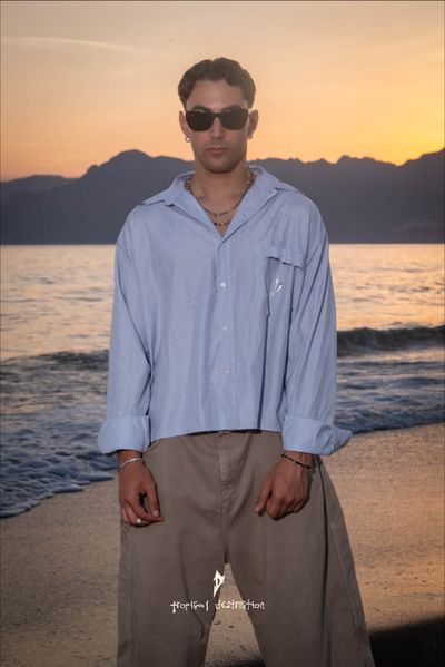 Light Blue Striped Button-Up Shirt