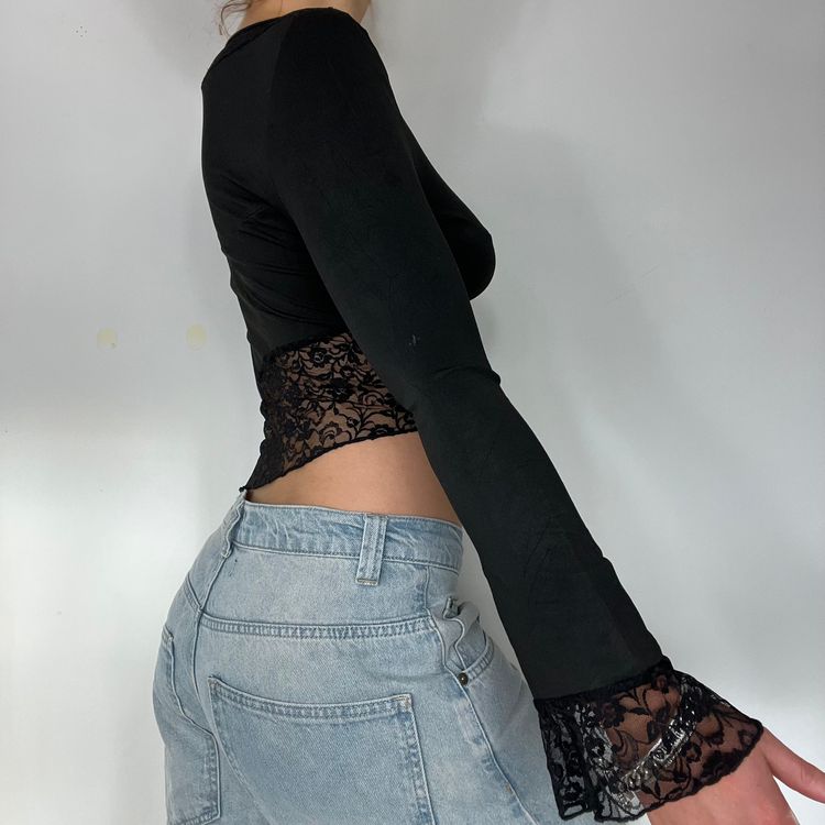 00s lace jersey long sleeve top - Size S imagen 3