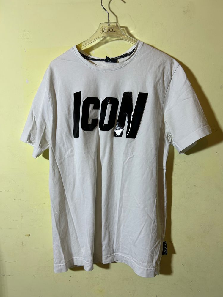 White T-Shirt With Icon Print