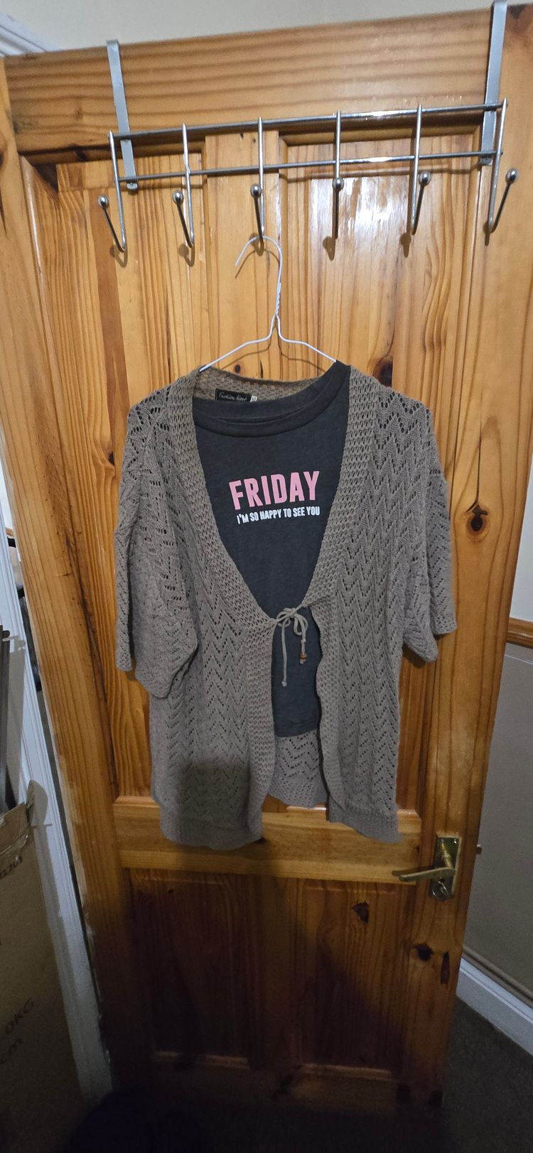 Other Grey Knitted Cardigan And Black Graphic T-Shirt product image