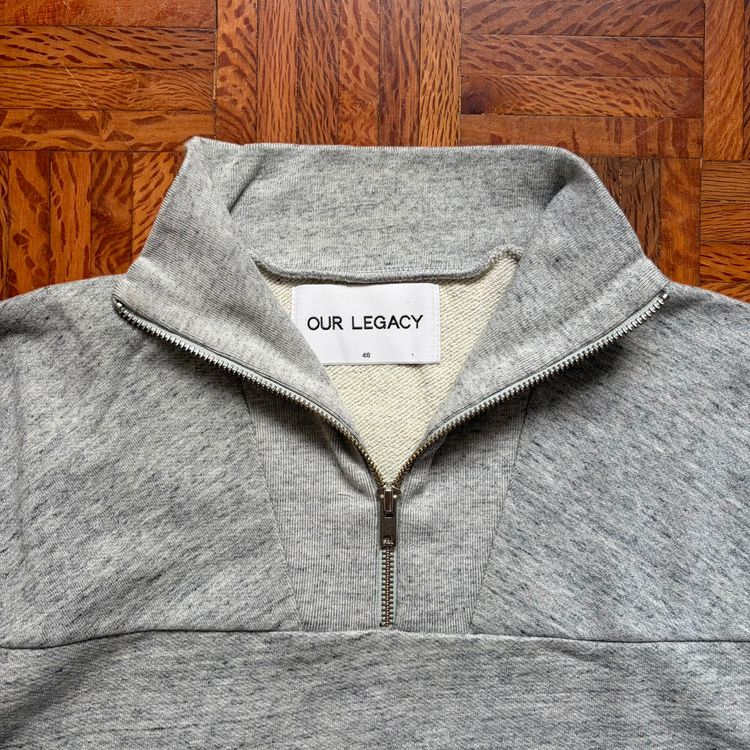 Our Legacy Melange Grey Quarter-Zip Sweatshirt image 3