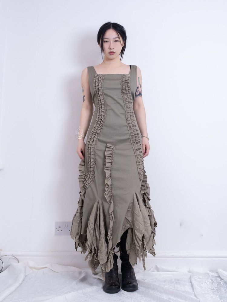SAGE RUFFLED FAIRYCORE MAXI DRESS 2