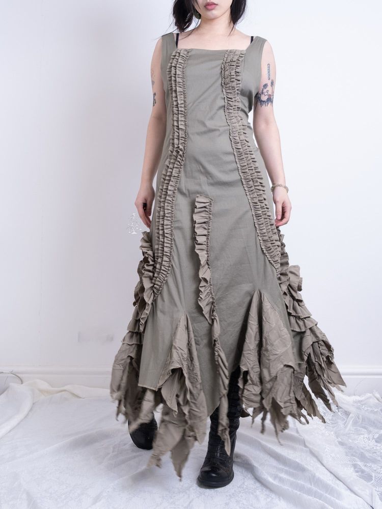 SAGE RUFFLED FAIRYCORE MAXI DRESS 9
