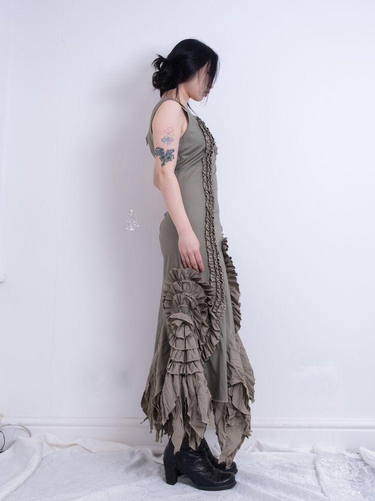 SAGE RUFFLED FAIRYCORE MAXI DRESS 8