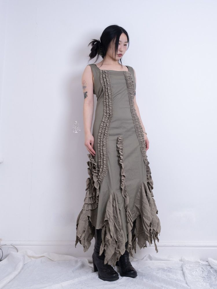 SAGE RUFFLED FAIRYCORE MAXI DRESS 11