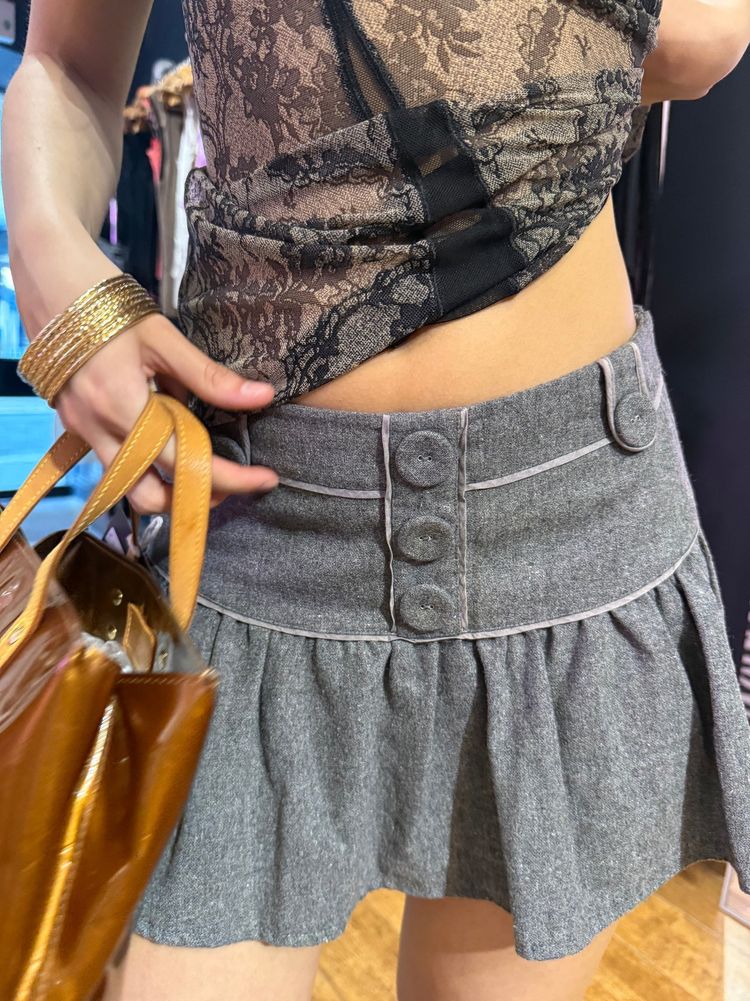 Unknown Y2K Topshop Grey Button Mini Skirt product image