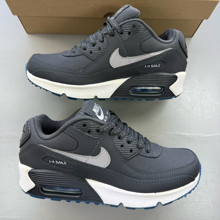 Nike Air Max 90 Size UK 3 Anthracite Industrial Blue Kids Trainers FV0361-001 image 6