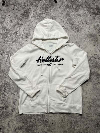 Hollister White Zip-Up Hoodie