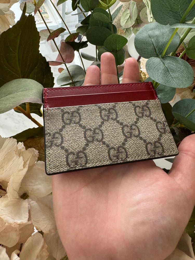 Gucci Card Holder ‘Wine Red Trim’ NO BOX *Authentic*