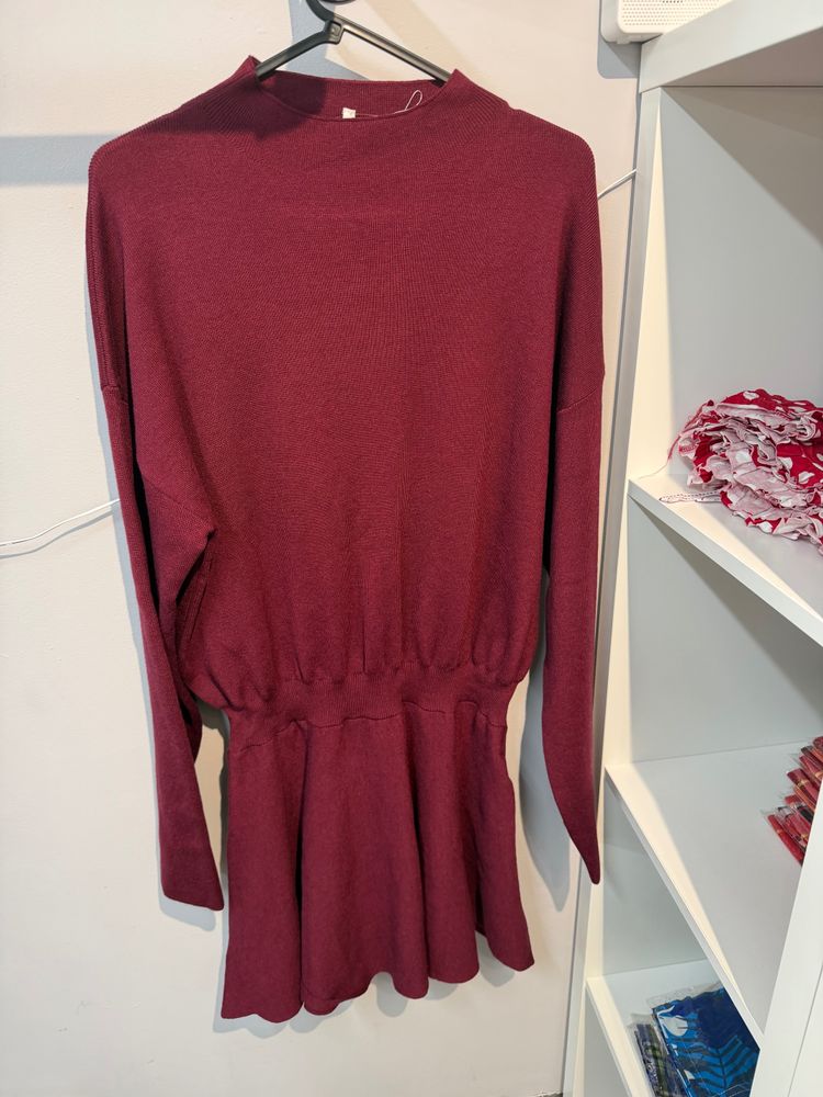 Burgundy Long Sleeve Dress - Viral and trending 2