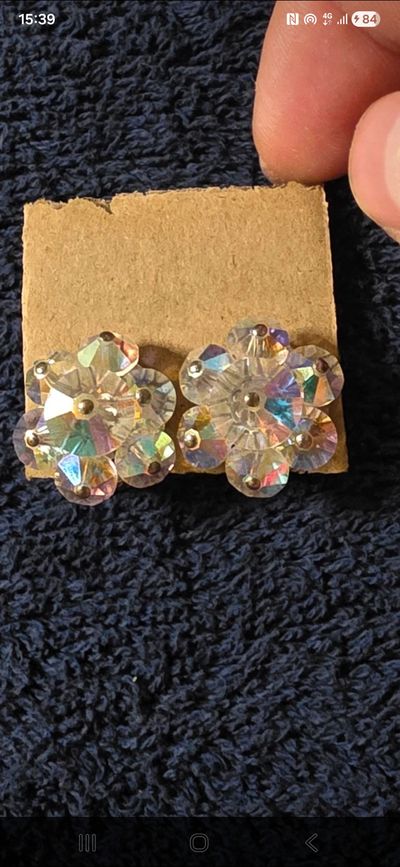 Flower-Shaped Crystal Earrings £2