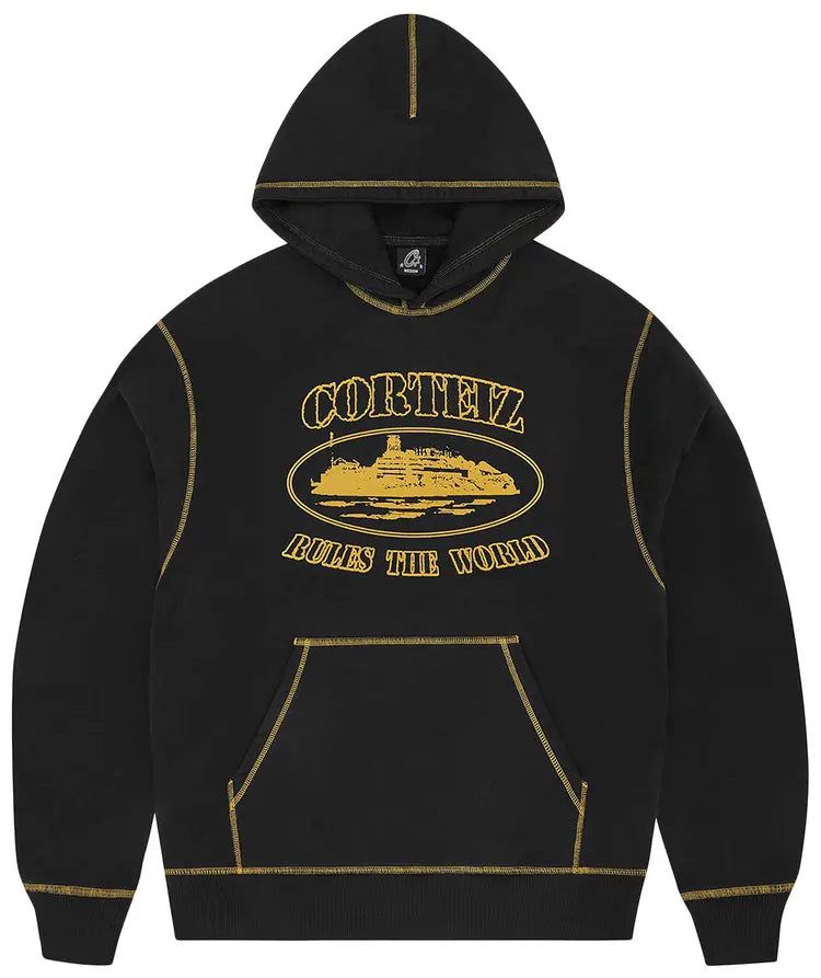 Corteiz Alcatraz Contrast Hoodie 'Black/Yellow' imagen 1