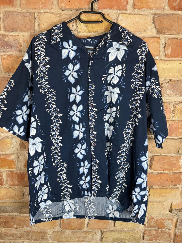 Navy Blue Floral Short Sleeve Shirt