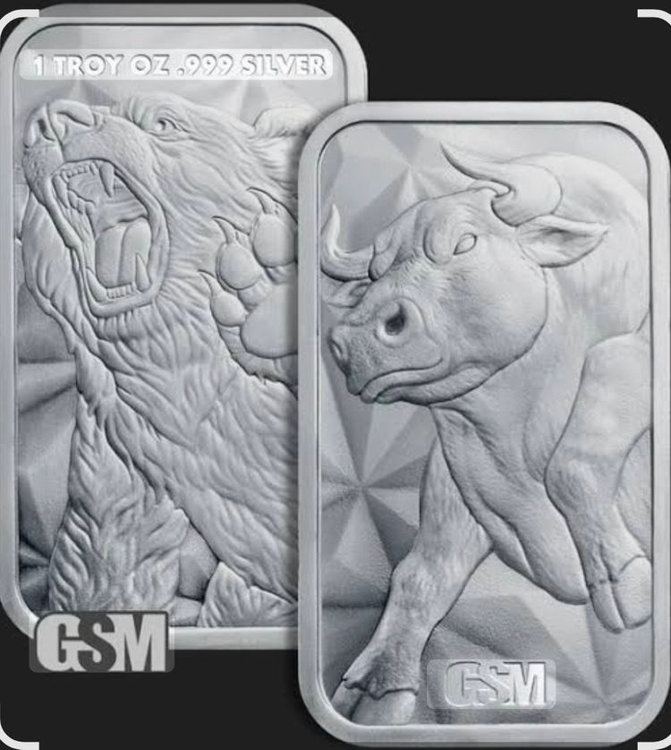 1oz 999 Silver Bars & Bear And Bull bar