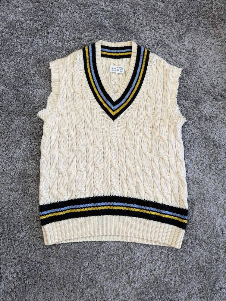Maison Margiela MarCream Cable Knit Sleeveless Sweater Vest