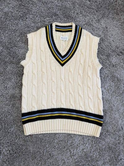 Maison Margiela MarCream Cable Knit Sleeveless Sweater Vest