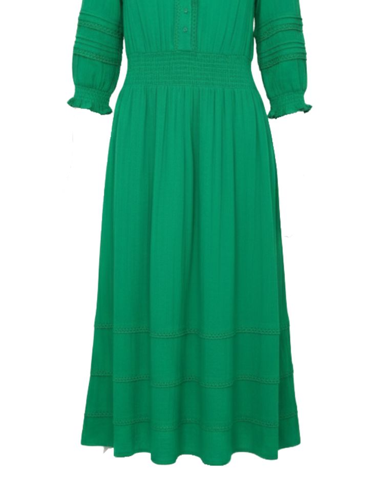 Women's 3/4 Sleeve Cotton Alina Dress in Jade Green 8