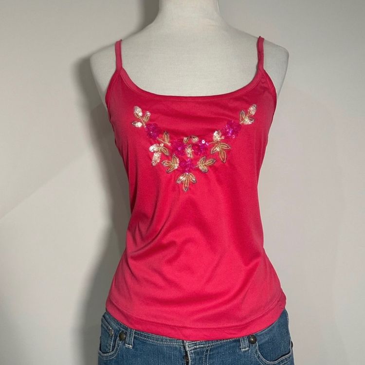 Pink Embellished Camisole Top obraz 3
