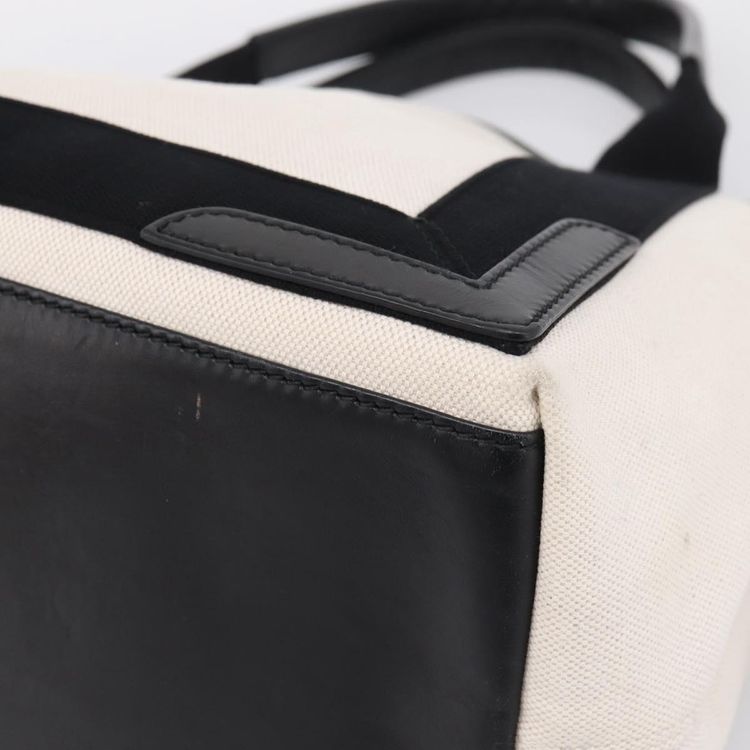 Balenciaga Navy Cabas S Tote Bag Canvas White Black 339933 Auth ka6724A - Jerrillo obraz 9