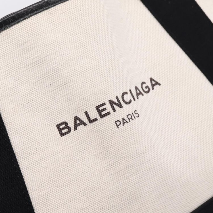Balenciaga Navy Cabas S Tote Bag Canvas White Black 339933 Auth ka6724A - Jerrillo obraz 10