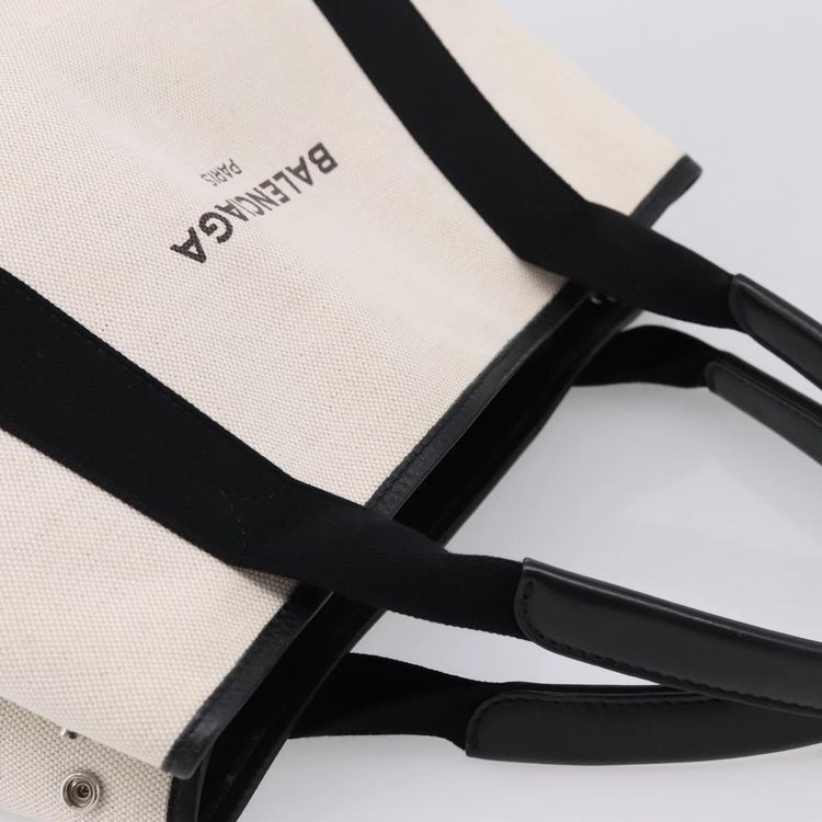 Balenciaga Navy Cabas S Tote Bag Canvas White Black 339933 Auth ka6724A - Jerrillo obraz 6
