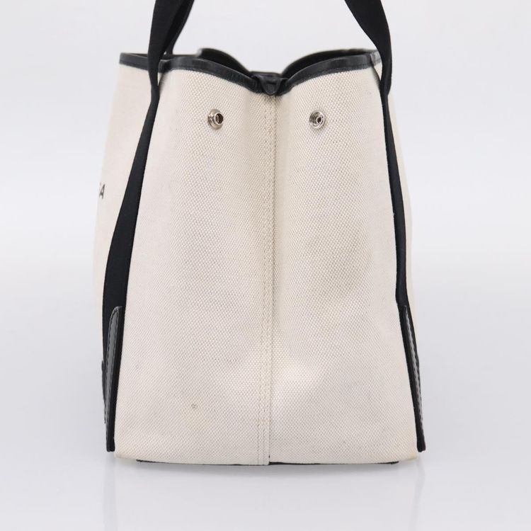 Balenciaga Navy Cabas S Tote Bag Canvas White Black 339933 Auth ka6724A - Jerrillo obraz 4