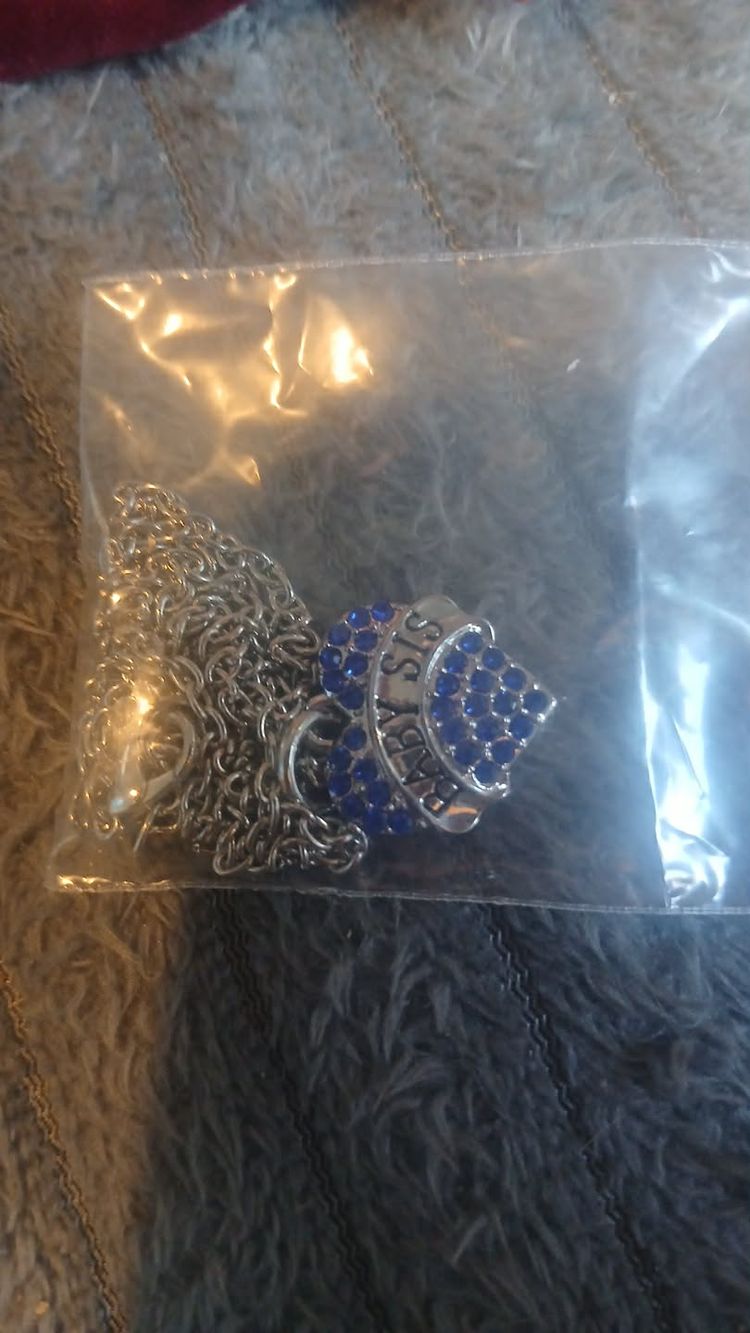 Other Silver Chain Necklace With Blue Rhinestone Pendant product image