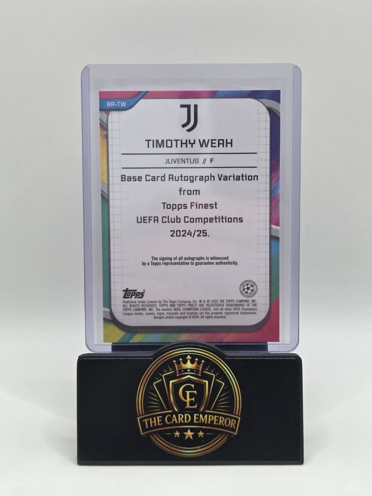 Timothy Weah (Juventus) 041/125 Autographed Card Topps Finest 2024-2025 obraz 2