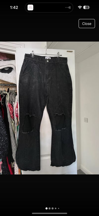 black distressed jeans