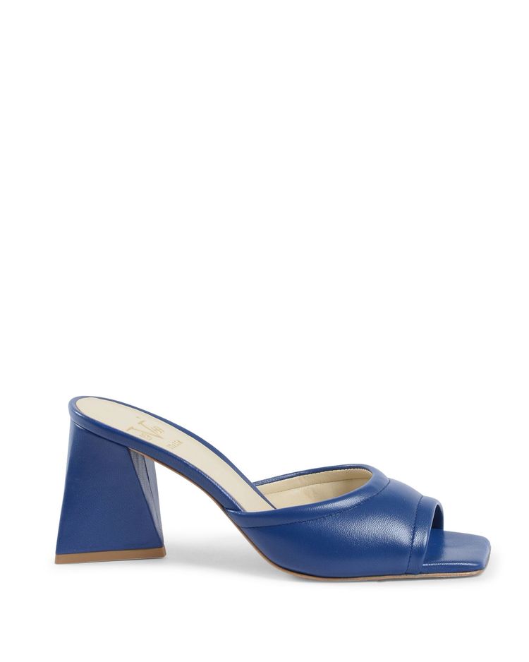Blue Heeled Mule Sandals SIMONA NAPPA BLU