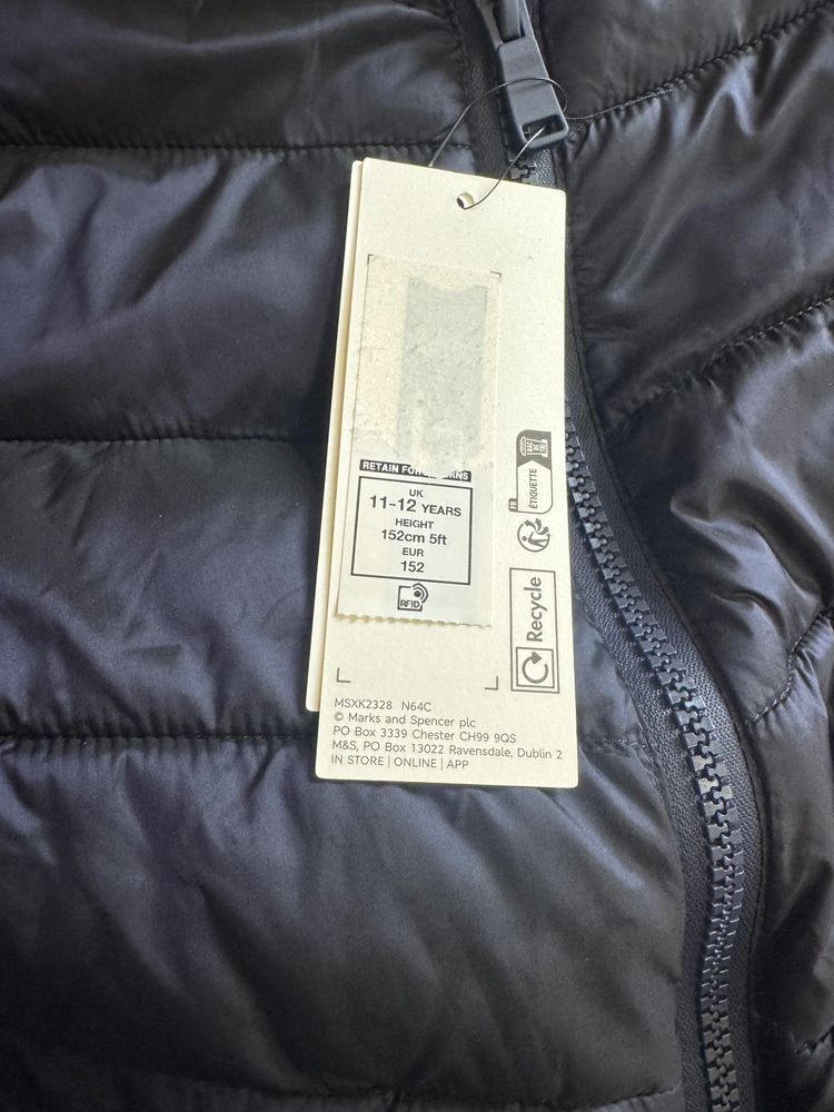 M&S BluePuffer Jacket With Hood 11-12 year image 5